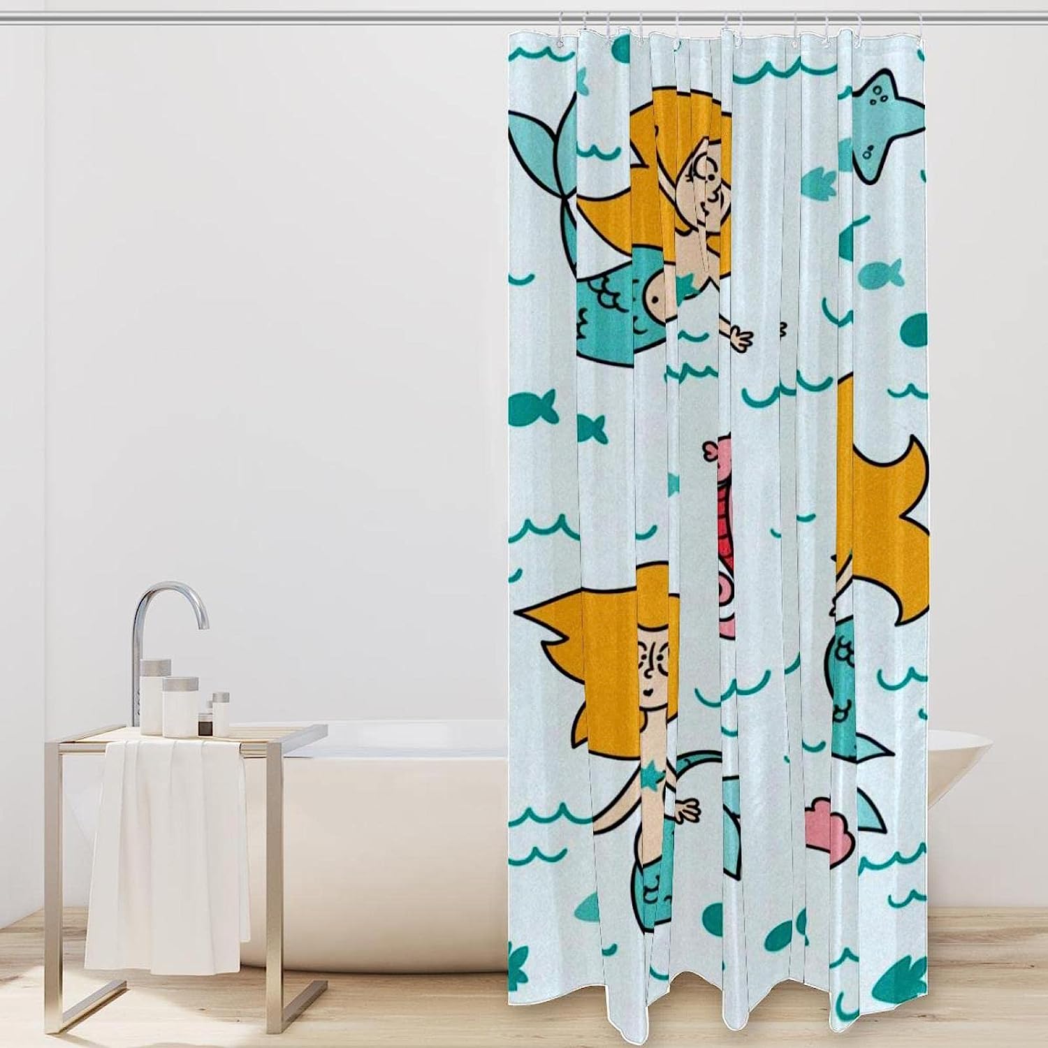 Mermaid Seashell Seahorse Shower Curtain for Oceanic Bathroom Decor