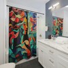 Mermaid Shapes Cubist-Style Modern Unique Shower Curtain For Artistic Bathroom Decor