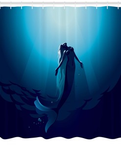 Mermaid Shower Curtain With Print Of A Mermaid In Deep Water - For A Magical Time In Your Bathroom