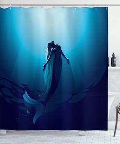 Mermaid Shower Curtain With Print Of A Mermaid In Deep Water - For A Magical Time In Your Bathroom