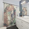 Mermaid Shower Curtain With Print Of Intricate Patterns And Flowing Hair, Art Nouveau Bathroom Decor