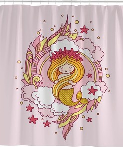 Mermaid Starfish Pink Girl Shower Curtain For A Whimsical Bathroom