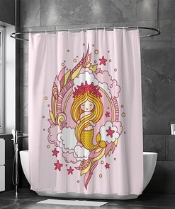 Mermaid Starfish Pink Girl Shower Curtain For A Whimsical Bathroom