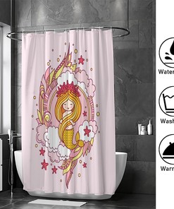 Mermaid Starfish Pink Girl Shower Curtain For A Whimsical Bathroom