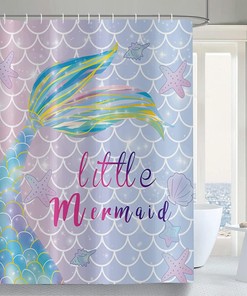 Mermaid Tail Scale Ocean Theme Shower Curtain For Girl Bathroom Decor 