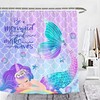 Mermaid Tail Scales Girls Shower Curtain - Kids Bathroom Decor by Wencal with Print Shower Curtain