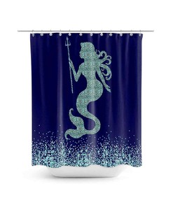 Mermaid Underwater World Print Shower Curtain for Girls Bathroom