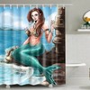 Mermaid and Octopus Shower CurtainUnderwater World Bathroom Decor with Fabric Curtains for Vanity