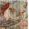 Mermaid in The Sea Print Fabric Shower Curtain for Oceanic Bathroom Decor