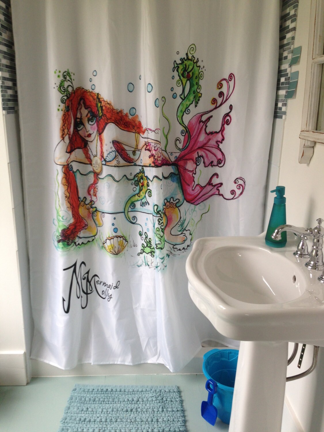 Mermaid in a Tub Unique Bathroom Shower Curtain Decor