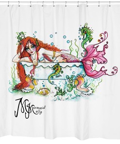 Mermaid in a Tub Unique Bathroom Shower Curtain Decor