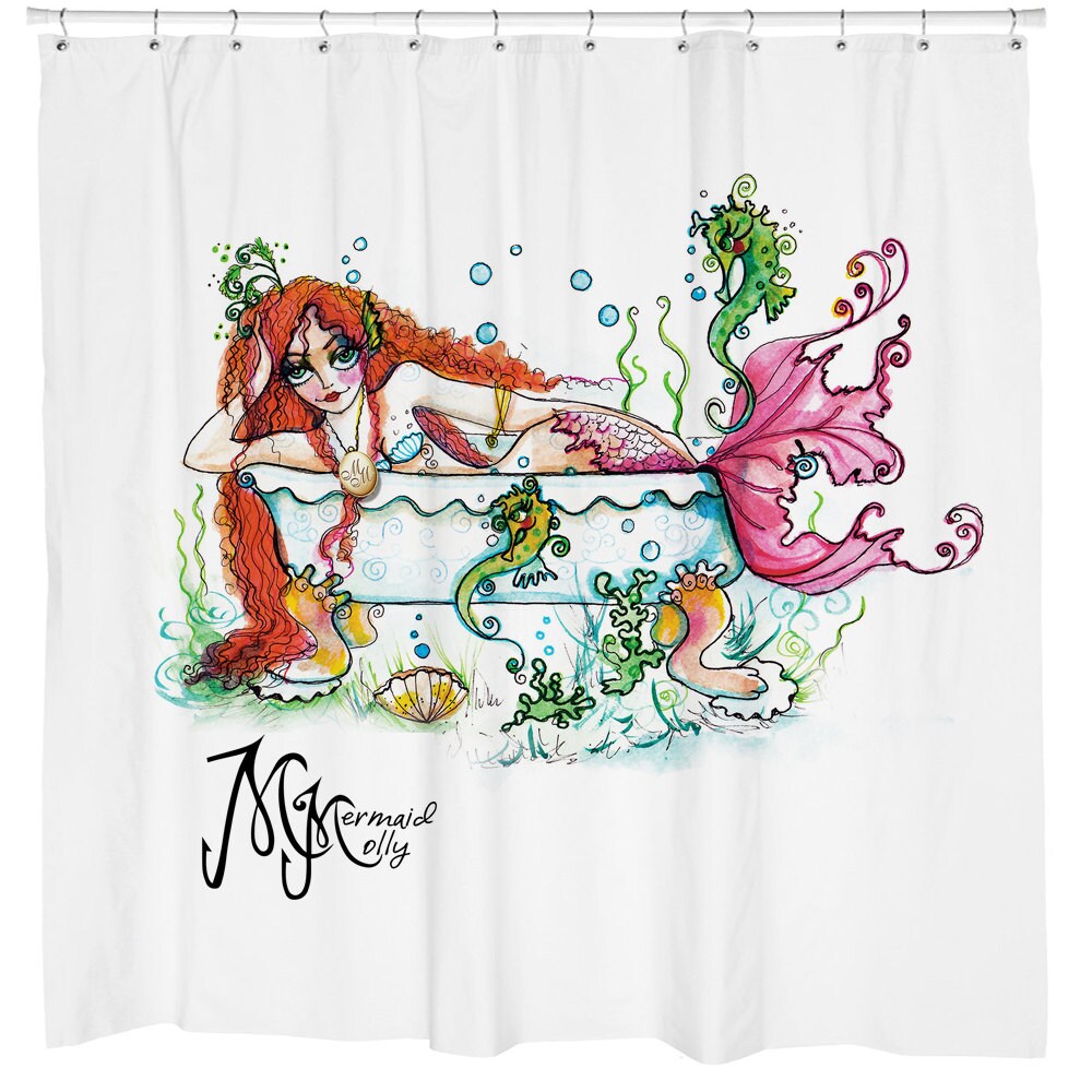Mermaid in a Tub Unique Bathroom Shower Curtain Decor