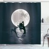 Mermaid in the Sea with Full Moon Cartoon Mythical Shower Curtain for a Whimsical and Playful Look