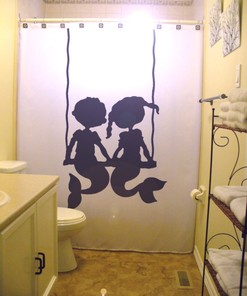 Mermaids Printed Shower Curtain- Vibrant and Elegant Waterproof Bathroom Accessory for Girls 