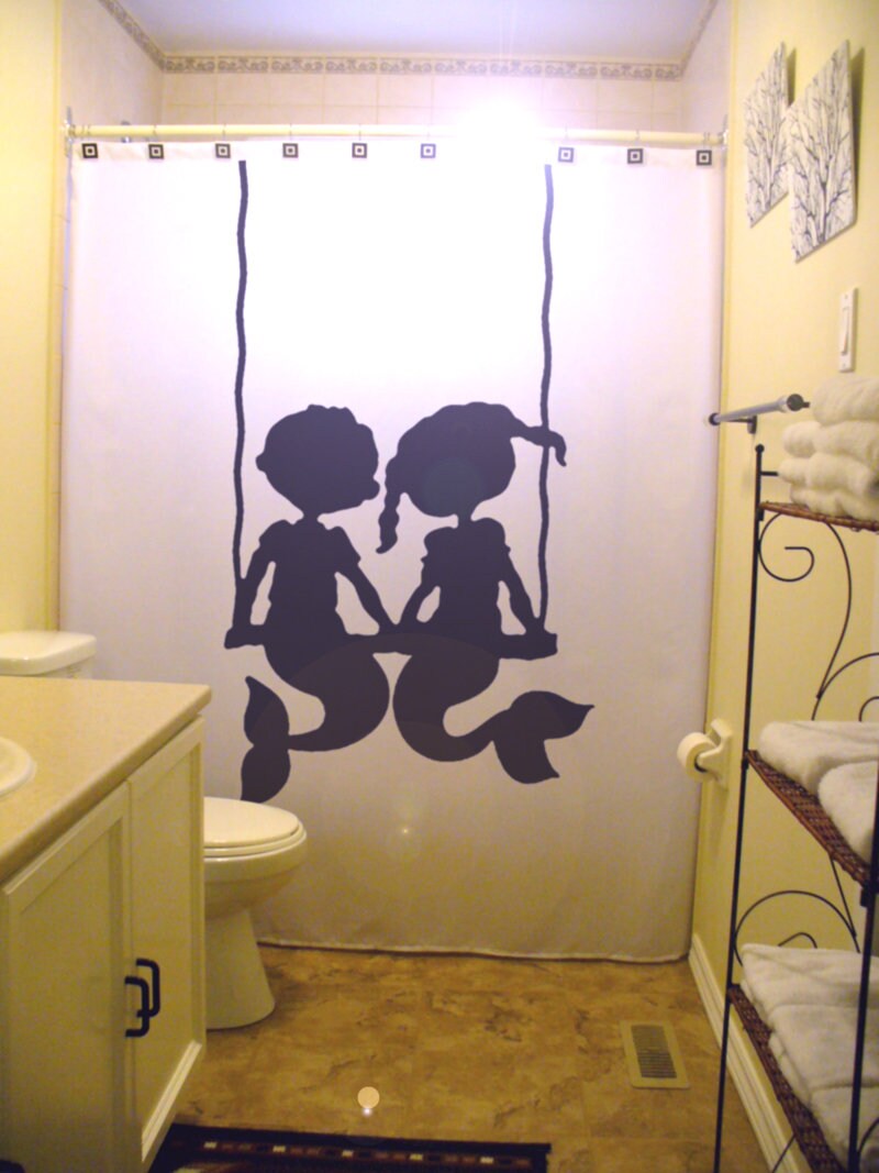 Mermaids Printed Shower Curtain- Vibrant and Elegant Waterproof Bathroom Accessory for Girls