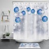 Merry Blue Christmas Xmas Ball Snowflake Bathroom Shower Curtain