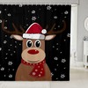 Merry Christmas Cartoon Cute Deer Elk Moose Shower Curtain With Snowflake Print