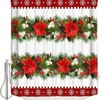 Merry Christmas Flowers And Pine Tree Berry Shower Curtain For The Holiday Season
