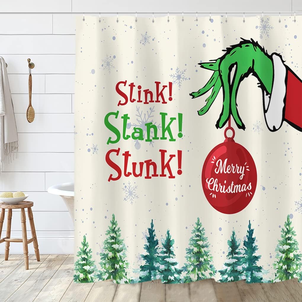Merry Christmas Grinch Shower Curtain for Whimsical Bathroom Decor