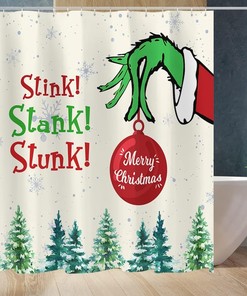 Merry Christmas Grinch Shower Curtain for Whimsical Bathroom Decor