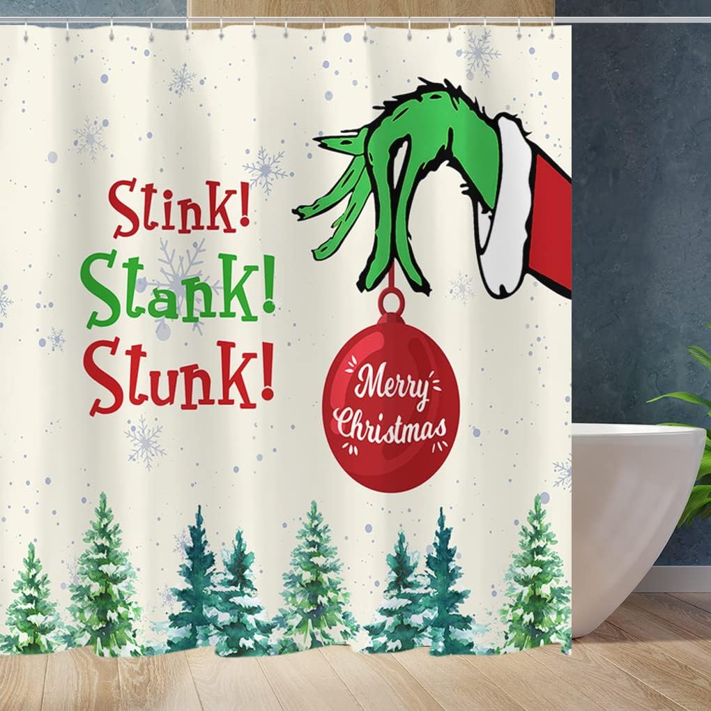 Merry Christmas Grinch Shower Curtain for Whimsical Bathroom Decor