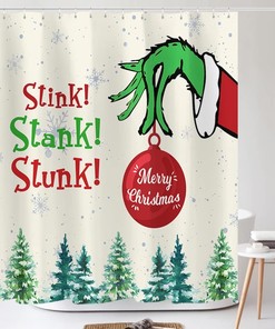 Merry Christmas Grinch Shower Curtain for Whimsical Bathroom Decor