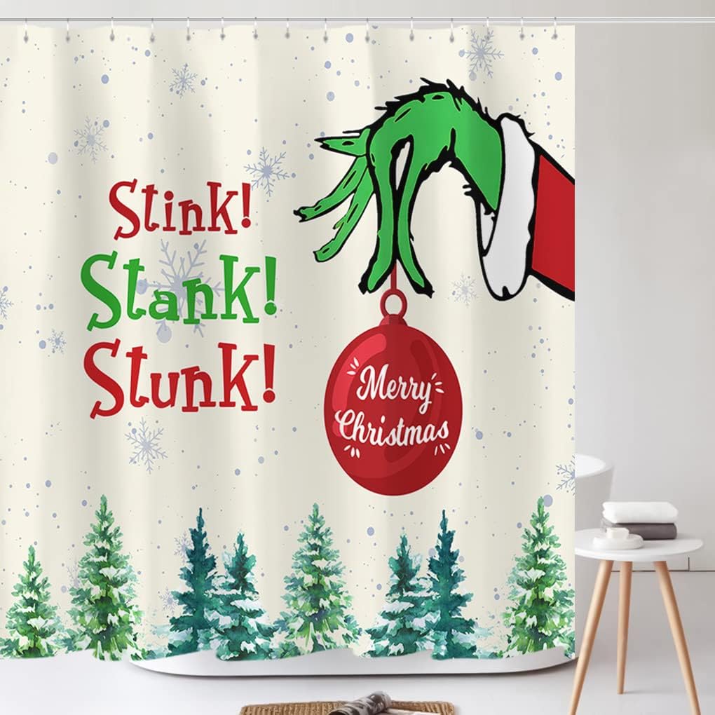 Merry Christmas Grinch Shower Curtain for Whimsical Bathroom Decor