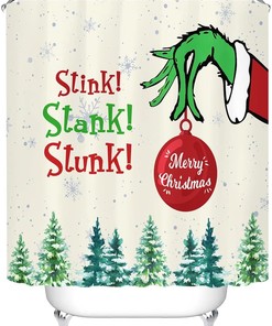 Merry Christmas Grinch Shower Curtain for Whimsical Bathroom Decor