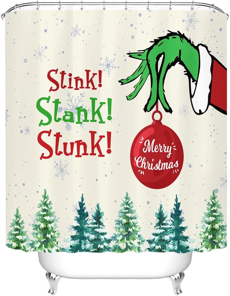 Merry Christmas Grinch Shower Curtain for Whimsical Bathroom Decor