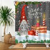 Merry Christmas Holiday Shower Curtain With Red Gnome Snowflake Print