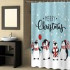 Merry Christmas Penguin Family Shower Curtain for Bathroom Decor