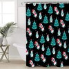Merry Christmas Penguin and Xmas Tree Print Shower Curtain for Bathroom
