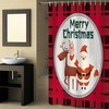 Merry Christmas Santa Moose Red Plaid Shower Curtain for Bathroom