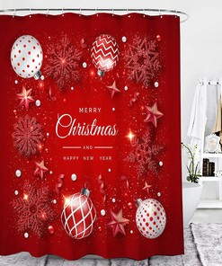 Merry Christmas Shower Curtain With Red Background And Snowflake Design