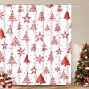 Merry Christmas Snowflake Shower Curtain With Red And White Winter Theme For Festive Bathroom Decor