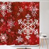 Merry Christmas Snowflake Shower Curtain in Red for Festive Bathroom Decor
