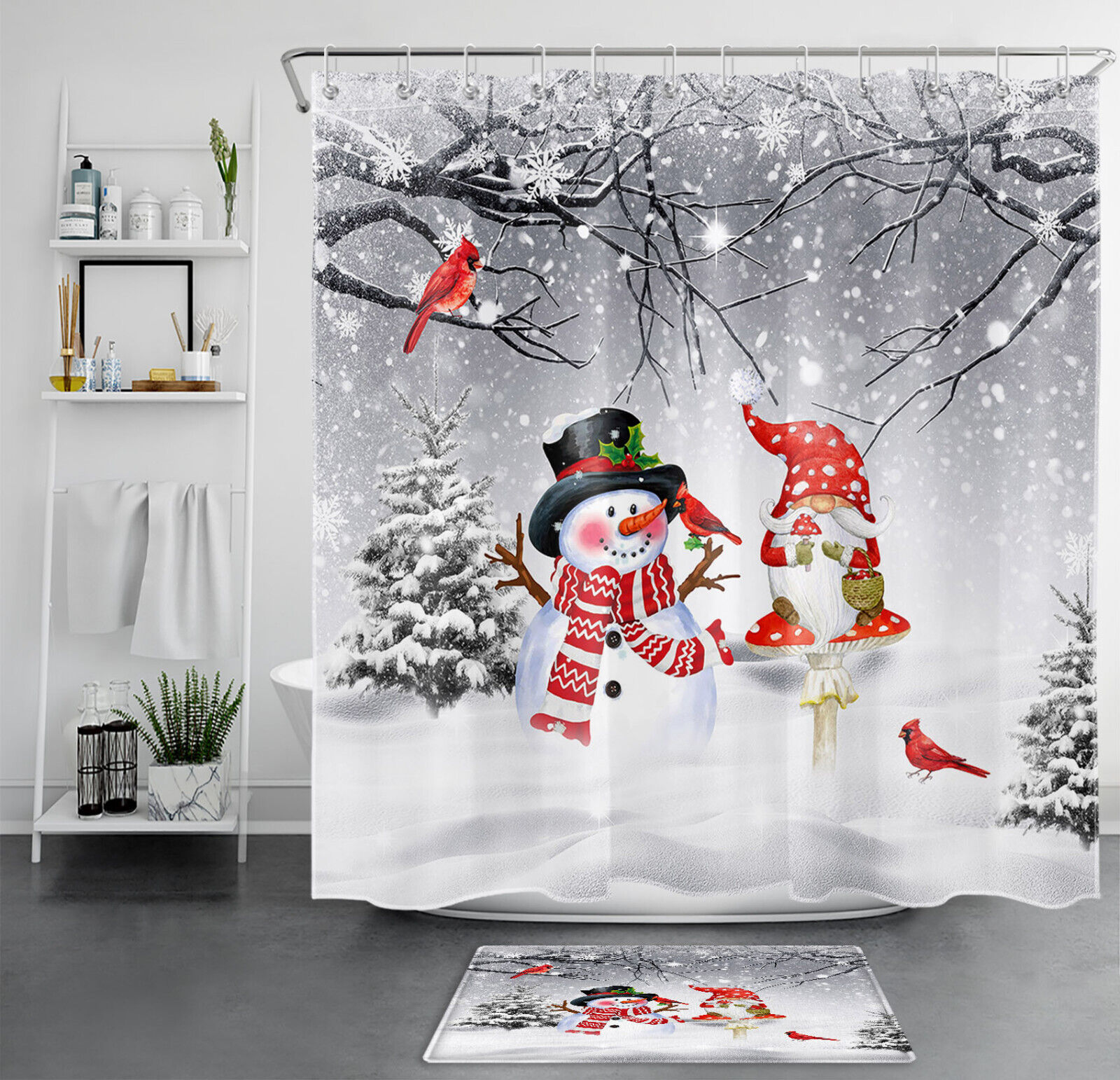 Merry Christmas Snowflake Winter Shower Curtain