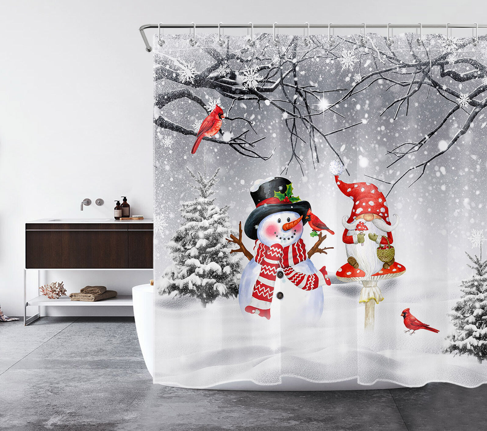 Merry Christmas Snowflake Winter Shower Curtain