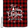 Merry Christmas Winter Snowflake Reindeer Xmas Tree Shower Curtain - Rustic Plaid Lightweight Machine Washable Bathroom