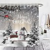 Merry Christmas Winter Snowman Shower Curtain - Elegant Holiday Bathroom Decor by Wencal