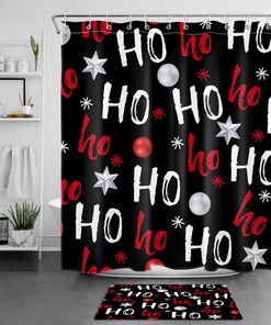 Merry Christmas and Funny Word Print Shower Curtain Bathroom Decor