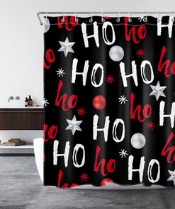 Merry Christmas and Funny Word Print Shower Curtain Bathroom Decor