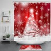 Merry Christmas and Red Snowflake Christmas Tree Print Shower Curtain Bathroom Decor