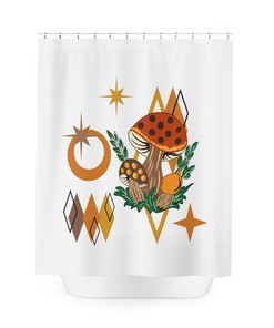 Merry Mushroom Inspired Atomic Burst Shower Curtain - Funky Bathroom Decor