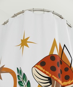 Merry Mushroom Inspired Atomic Burst Shower Curtain - Funky Bathroom Decor