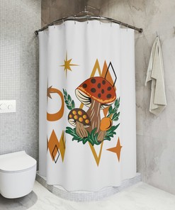 Merry Mushroom Inspired Atomic Burst Shower Curtain - Funky Bathroom Decor