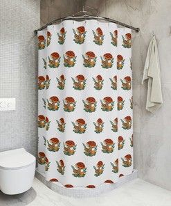 Merry Mushroom Inspired Shower Curtain - Retro Bathroom Decor