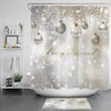 Merry Xmas Shower Curtain With Star Christmas Ball Print For Bathroom 
