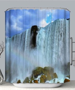 Mesmerizing Niagara Cascades Nature Shower Curtain With Waterfall Print For Majestic Bathroom Decor