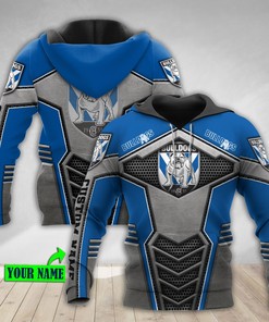 Metal Custom Name 3D All Over Print Zip Up Hoodie - Canterbury Bankstown Bulldogs Nrl